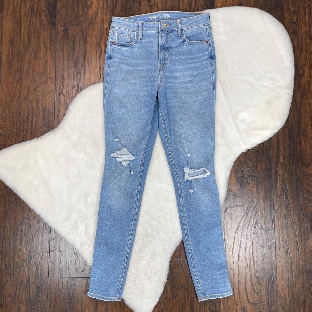 Old Navy Jeans 4 Rockstar Super Skinny High-Rise Light Wash Ripped Stretch Women